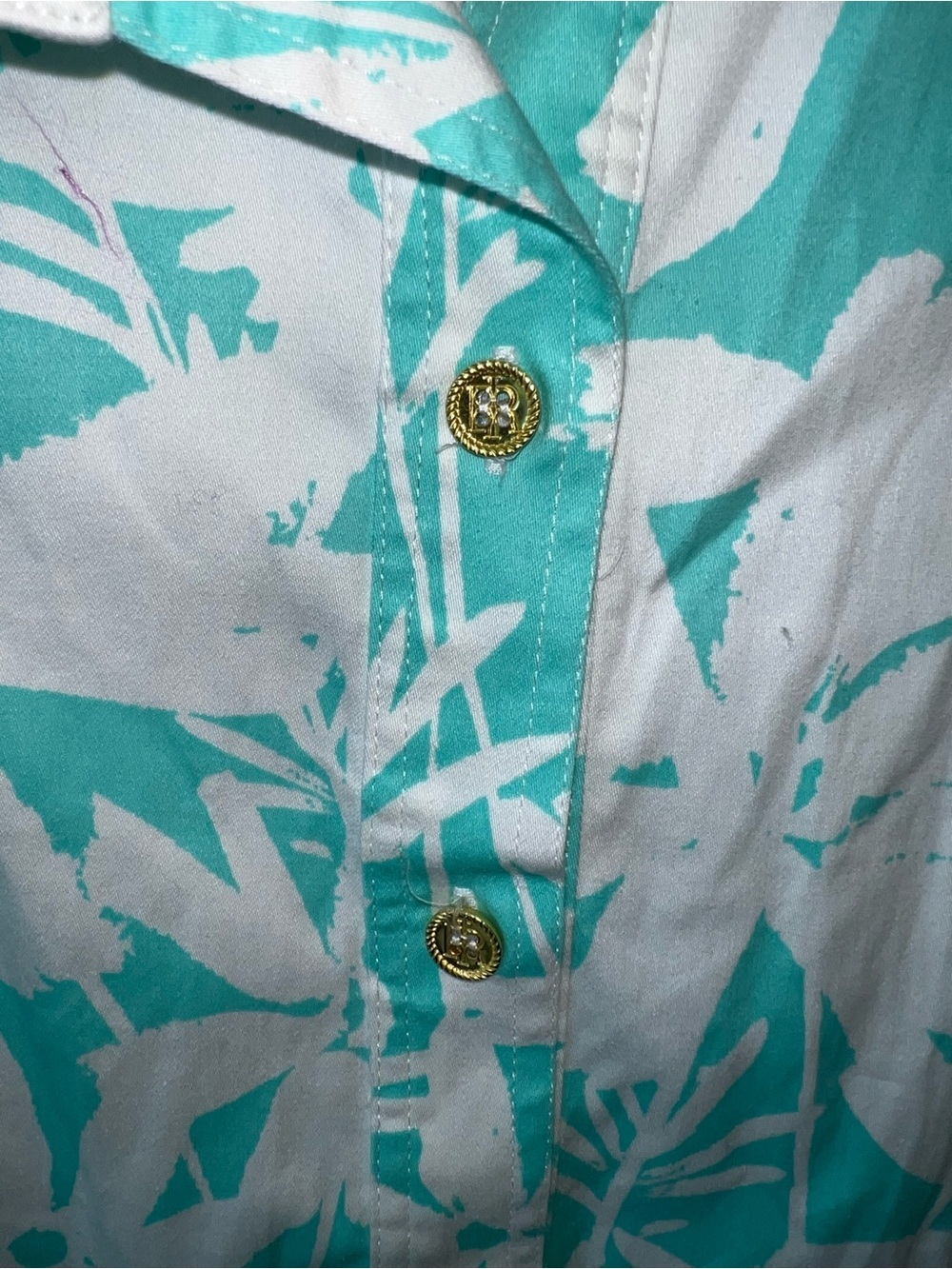 Island Republic Sleeveless Teal & White Floral Shirt Dress Tie Waist 100% Cotton - Picture 5 of 9